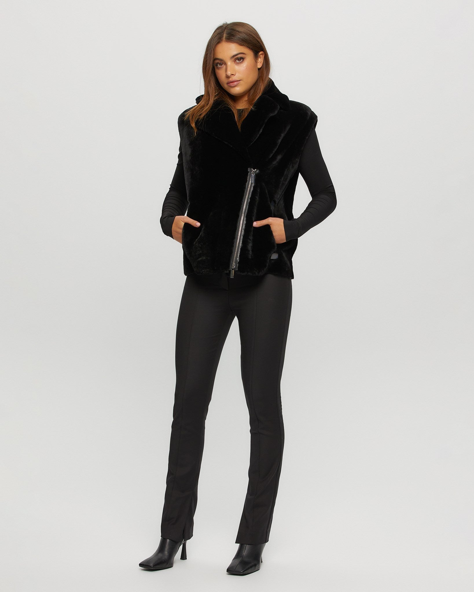 SHEARLING LAMB ZIP VEST